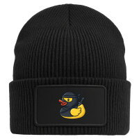 Beanie mit Patch Quietscheente Ninja Gummiente Krieger Black