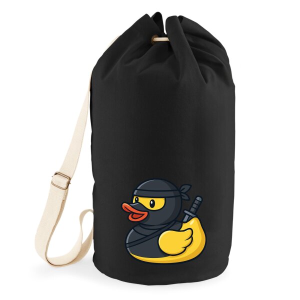 Seesack Quietscheente Ninja Gummiente Krieger 20 Liter Black