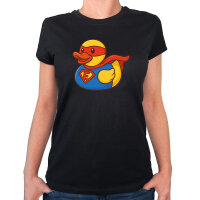 Damen T-Shirt Quietscheente Superheld Gummiente Hero