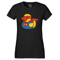 Damen T-Shirt Quietscheente Superheld Gummiente Hero