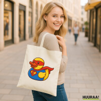 Jutebeutel Quietscheente Superheld Gummiente Hero 10 Liter