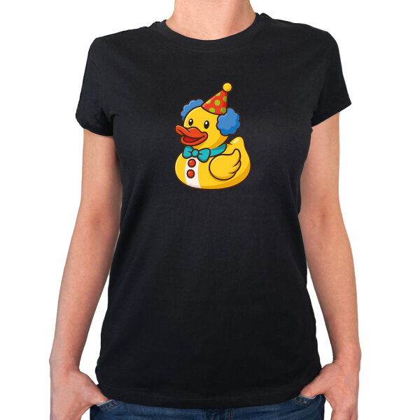 Damen T-Shirt Quietscheente Clown Gummiente Zirkus