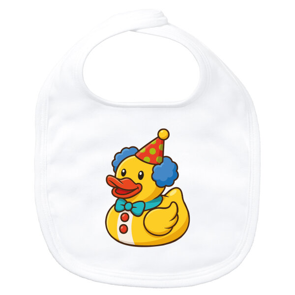 Baby Lätzchen Quietscheente Clown Gummiente Zirkus Klettverschluss