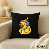 Kissen Quietscheente Clown Gummiente Zirkus 40x40cm