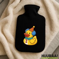 W&auml;rmflasche Quietscheente Clown Gummiente Zirkus