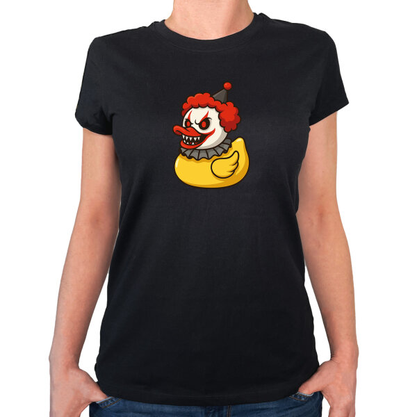 Damen T-Shirt Quietscheente Horrorclown Gummiente Gruselclown