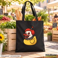 Jutebeutel Quietscheente Horrorclown Gummiente 10 Liter