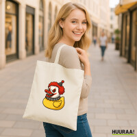 Jutebeutel Quietscheente Horrorclown Gummiente...