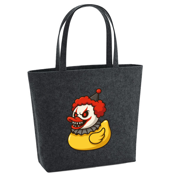 Filz Shopper Quietscheente Horrorclown Gummiente Gruselclown 22 Liter