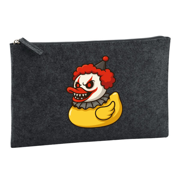 Kulturbeutel Quietscheente Horrorclown Gummiente Gruselclown 1 Liter Charcoal