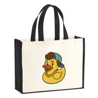 Jutetasche Quietscheente 90er Gummiente 90s 21 Liter Black