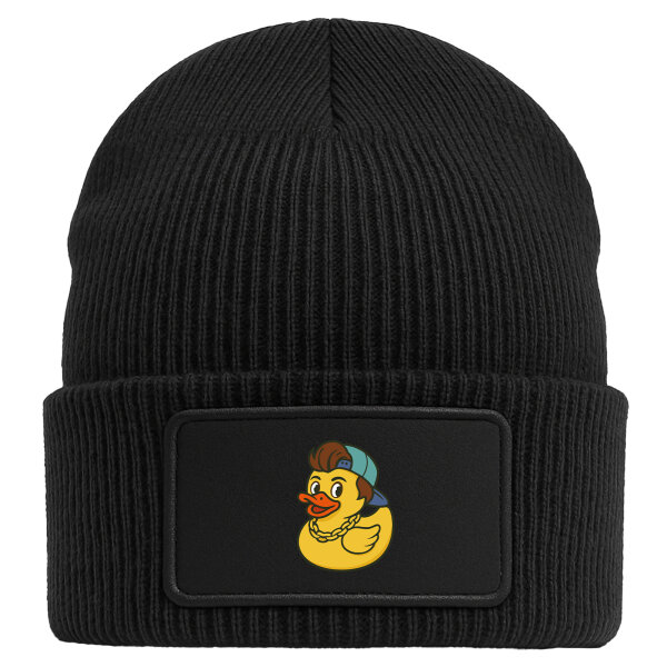 Beanie mit Patch Quietscheente 90er Gummiente 90s Black