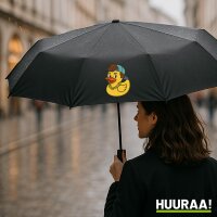Regenschirm Quietscheente 90er Gummiente 90s 98cm Schwarz