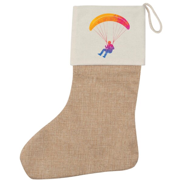 Weihnachtsstrumpf Paragliding Gleitschirmfliegen Beige Jute