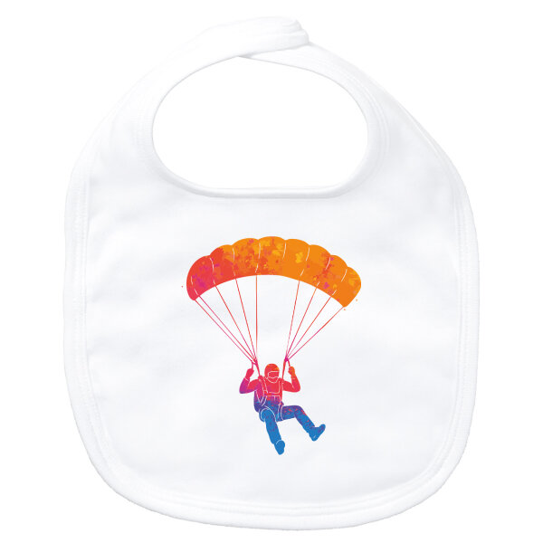 Baby Lätzchen Fallschirmspringen bunte Silhouette Klettverschluss