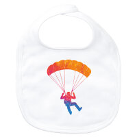 Baby Lätzchen Fallschirmspringen bunte Silhouette Klettverschluss