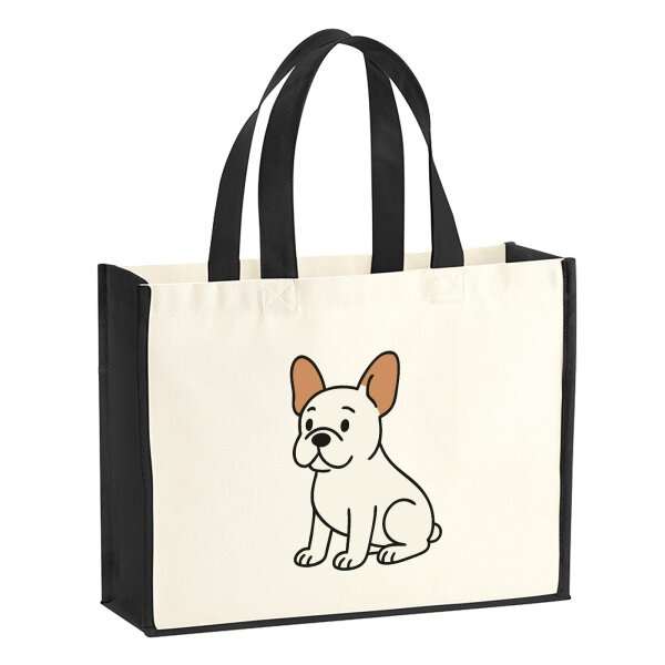 Jutetasche Französische Bulldogge Frenchie Comic 21 Liter Black
