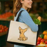 Jutetasche Chihuahua ChiChi Comic 21 Liter Black