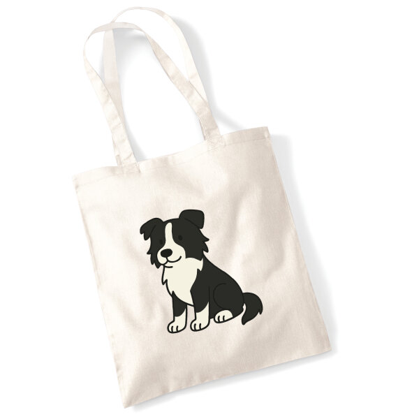 Jutebeutel Border Collie Border Comic 10 Liter
