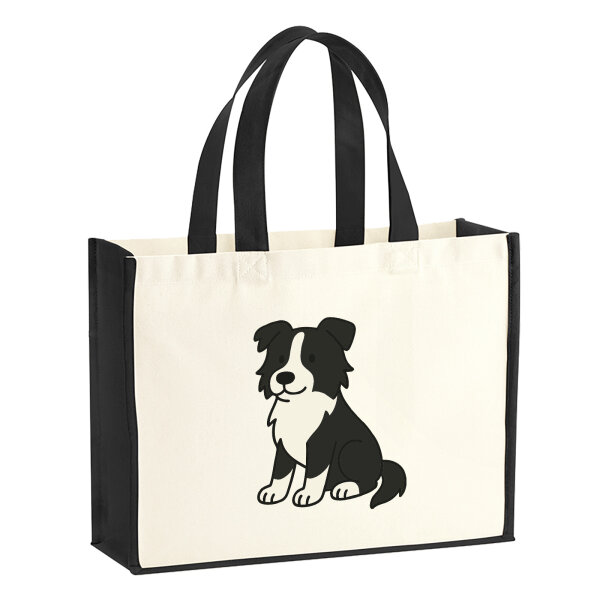 Jutetasche Border Collie Border Comic 21 Liter Black