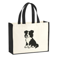 Jutetasche Border Collie Border Comic 21 Liter Black