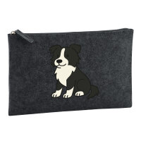 Kulturbeutel Border Collie Border Comic 1 Liter Charcoal