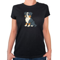 Damen T-Shirt Australian Shepherd Aussie Comic