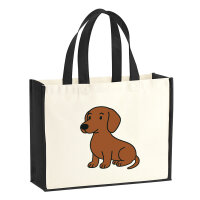 Jutetasche Kurzhaar Dackel Dachshund Comic 21 Liter Black