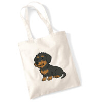 Jutebeutel Rauhaar Dackel Sausage Dog Comic 10 Liter