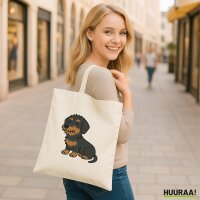 Jutebeutel Rauhaar Dackel Sausage Dog Comic 10 Liter