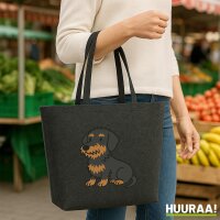Filz Shopper Rauhaar Dackel Sausage Dog Comic 22 Liter