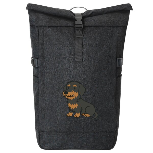 Kurierrucksack Rauhaar Dackel Sausage Dog Comic 30-44 Liter Black Melange