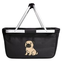 Einkaufskorb faltbar Mops Pug Comic 20 Liter Black