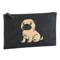 Kulturbeutel Mops Pug Comic 1 Liter Charcoal