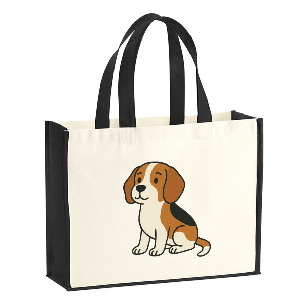 Jutetasche Beagle Comic Beagie 21 Liter Black