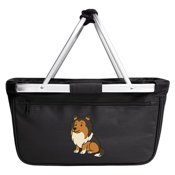 Einkaufskorb faltbar Shetland Sheepdog Comic Sheltie 20 Liter Black