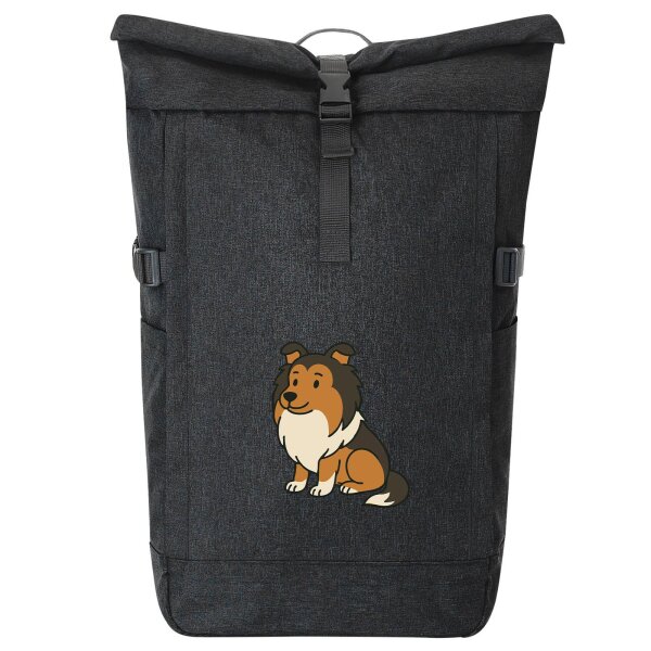 Kurierrucksack Shetland Sheepdog Comic Sheltie 30-44 Liter Black Melange
