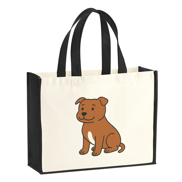 Jutetasche Staffordshire Bullterrier Comic Staffi 21 Liter Black