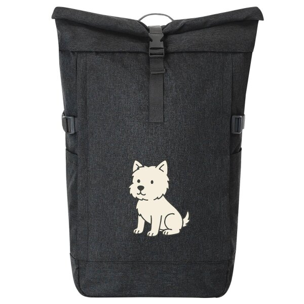 Kurierrucksack West Highland White Terrier Comic Westie 30-44 Liter Black Melange