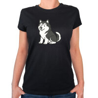 Damen T-Shirt Alaskan Malamute Comic Mali