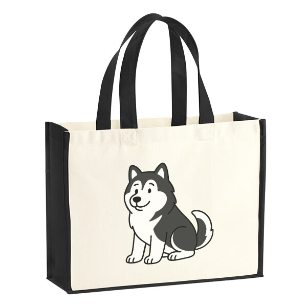 Jutetasche Alaskan Malamute Comic Mali 21 Liter Black