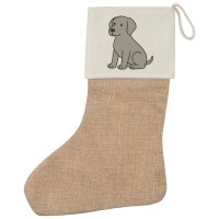 Weihnachtsstrumpf Weimaraner Comic Weimi Beige Jute