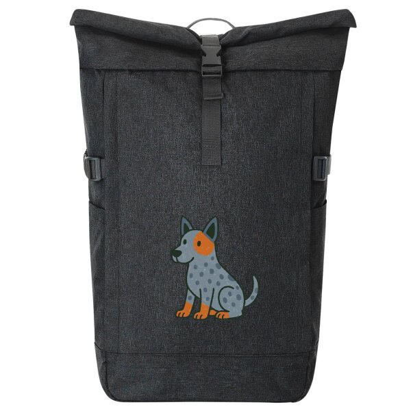 Kurierrucksack Australian Cattle Dog Comic Heeler 30-44 Liter Black Melange