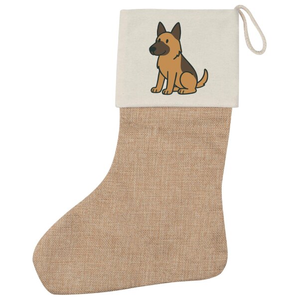 Weihnachtsstrumpf Malinois Comic Malis Beige Jute