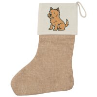 Weihnachtsstrumpf Cairn Terrier Comic Cairni Beige Jute