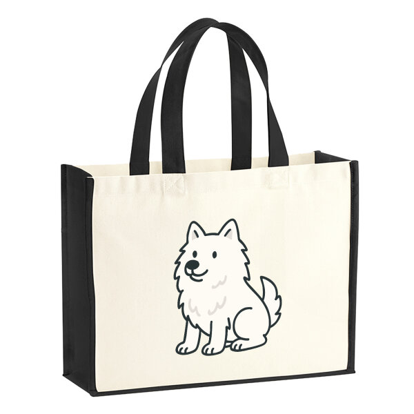 Jutetasche American Eskimo Dog Comic Eskie 21 Liter Black