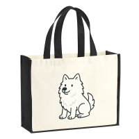 Jutetasche American Eskimo Dog Comic Eskie 21 Liter Black