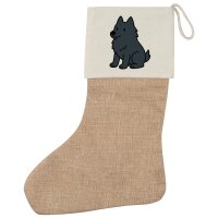 Weihnachtsstrumpf Schipperke Comic Schippi Beige Jute