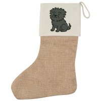 Weihnachtsstrumpf Affenpinscher Comic Affi Beige Jute