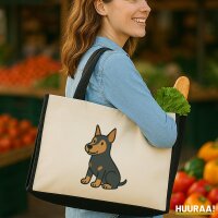 Jutetasche Pinscher Comic Pinschi 21 Liter Black